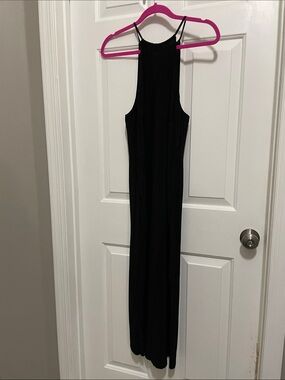 A-new-day Halter Razor Back Maxi Evening Dress in Black Size L
